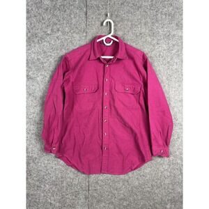 Woolrich Shirt Mens Large Purple Button Up Long Sleeve Heavyweight Pocket USA